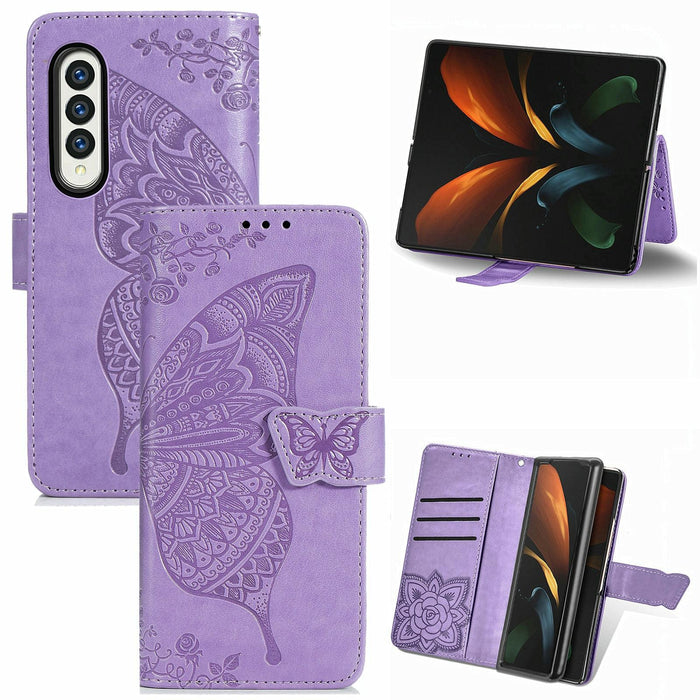 Embossed Butterfly Love Flower Leather Phone Case