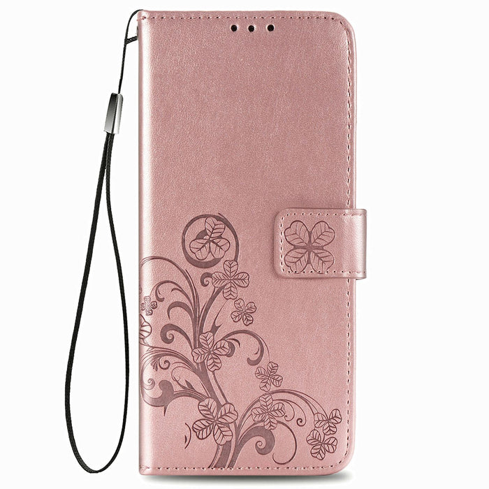 Embossed Leather Phone Case With Four Leaf Clasp