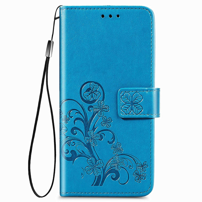 Embossed Leather Phone Case With Four Leaf Clasp