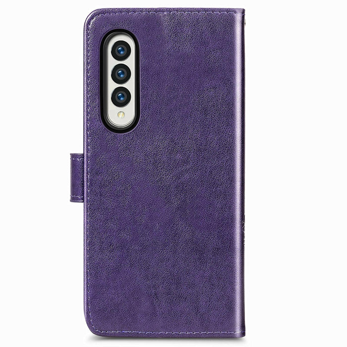 Embossed Leather Phone Case With Four Leaf Clasp