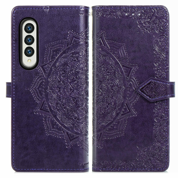 Embossed Leather Mandala Flower Phone Case For Samsung