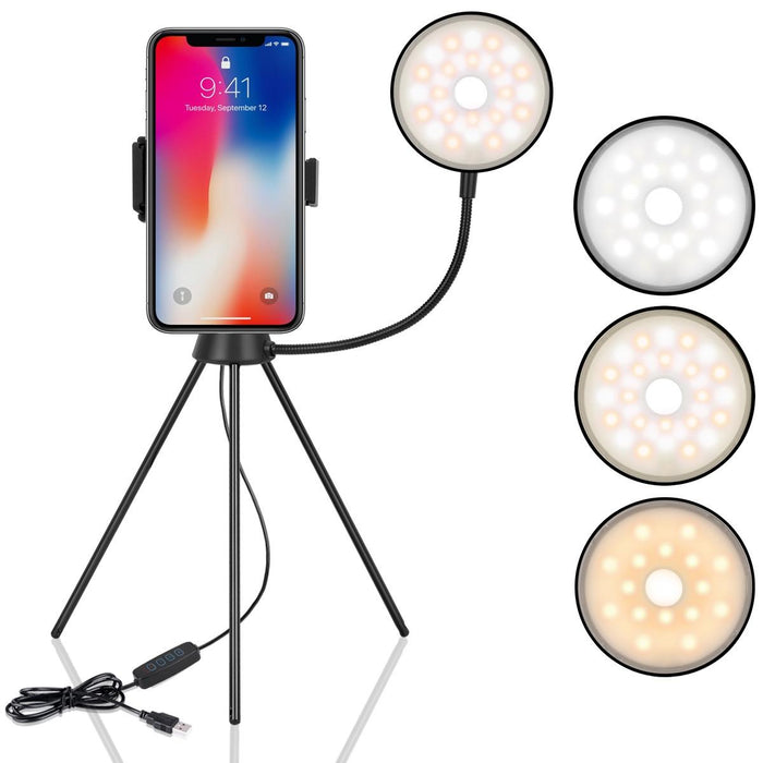 Ns-08 Led Dimmable Ring Lamp With Phone Tripod Stand Holder