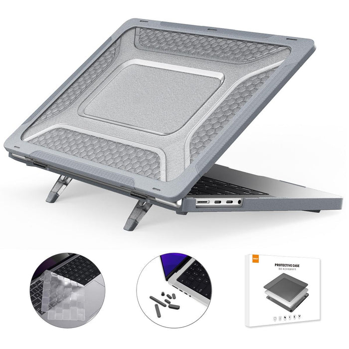 For Macbook Pro 14.2 A2442 / A2779 2023 3 In 1 Protective Bracket Case Cover Hard Shell With Tpu Keyboard Film / Anti-Dust Plugs Version - Us