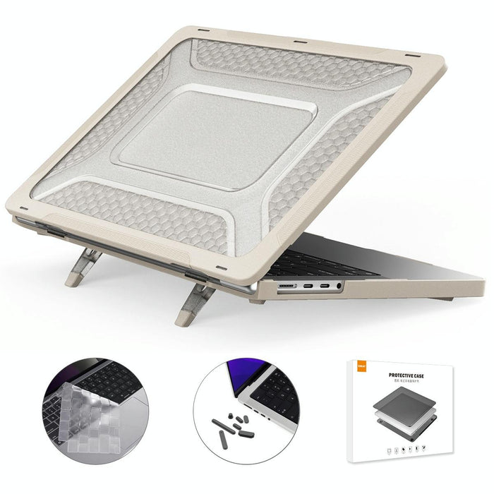 For Macbook Pro 14.2 A2442 / A2779 2023 3 In 1 Protective Bracket Case Cover Hard Shell With Tpu Keyboard Film / Anti-Dust Plugs Version - Us