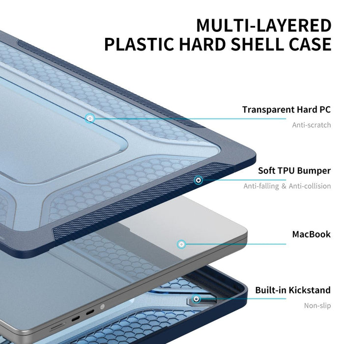 For Macbook Pro 14.2 A2442 / A2779 2023 3 In 1 Protective Bracket Case Cover Hard Shell With Tpu Keyboard Film / Anti-Dust Plugs Version - Us