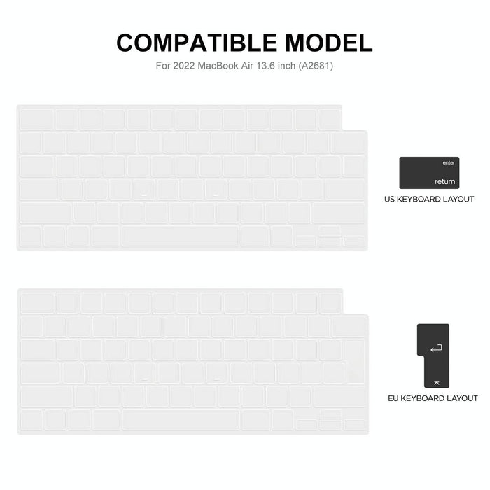 For Macbook Air 13.6 2022 / 2024 A2681 M2 / A3113 M3 3 In 1 Protective Bracket Case Cover Hard Shell With Tpu Keyboard Film / Anti-Dust Plugs Version - Us