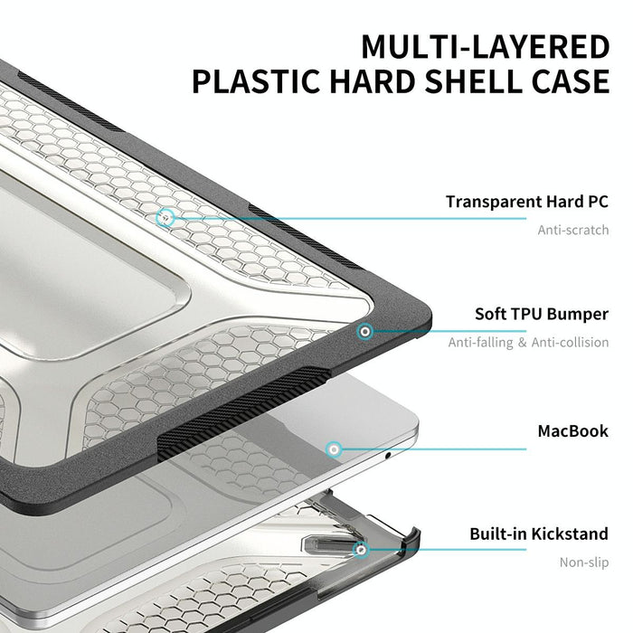 For Macbook Air 13.6 2022 / 2024 A2681 M2 / A3113 M3 3 In 1 Protective Bracket Case Cover Hard Shell With Tpu Keyboard Film / Anti-Dust Plugs Version - Us