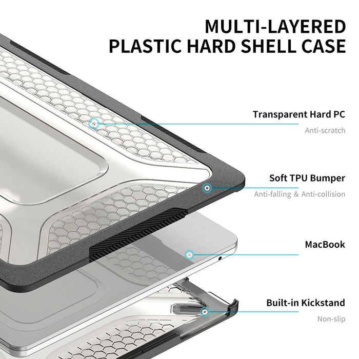 For Macbook Air 13.6 2022 / 2024 A2681 M2 / A3113 M3 3 In 1 Protective Bracket Case Cover Hard Shell With Tpu Keyboard Film / Anti-Dust Plugs Version - Eu