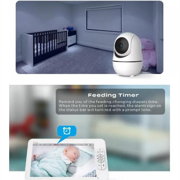 7 Inch Screen 2.4Ghz Wireless Digital Baby Monitor Auto Night Vision / Two-Way Voice Intercom