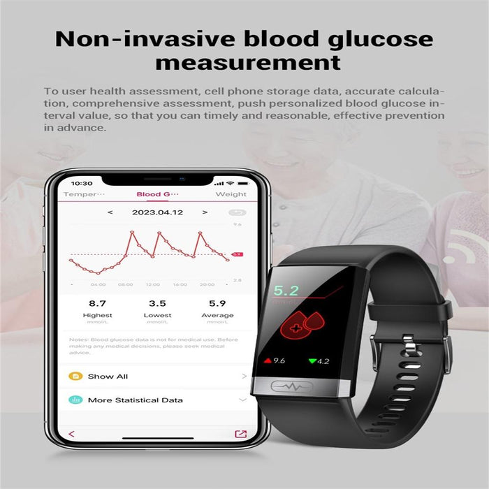 Colour Smart Watch Heart/Bp/Oxygen/Glucose Monitoring