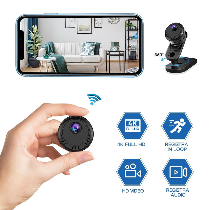 4K Hd Mini Camera Wifi Wide Angle 140 Loop Recording Night Vision Camera