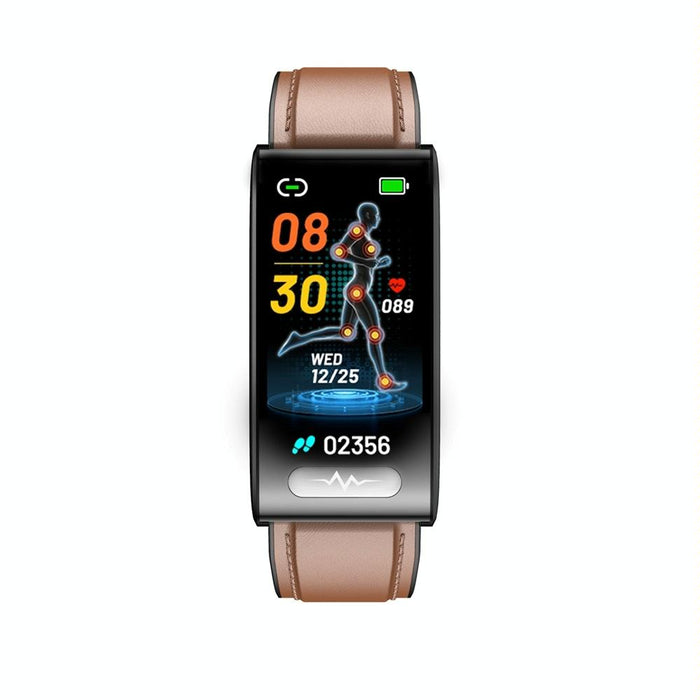 Smart Leather Strap Watch Colour Screen Health Monitoring