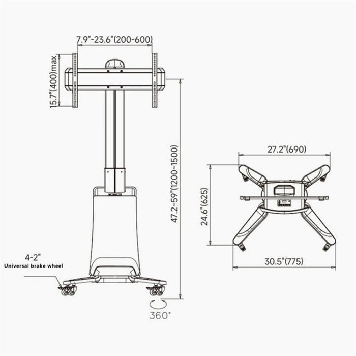 Nb G85 55-85 Inch Tv Electric Remote Control Mobile Cart Tv Floor Stand For Samsung / Hisense