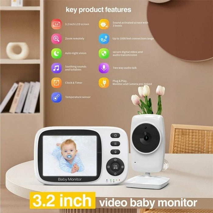 2 Way Voice Talk Temperature Monitoring Baby Camera 3.2 Inch Screen Baby Monitor