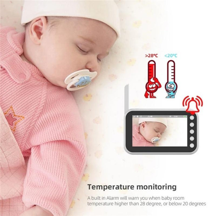 Support Two-Way Voice Temperature Display 4.5-Inch Video Baby Monitor Music Player