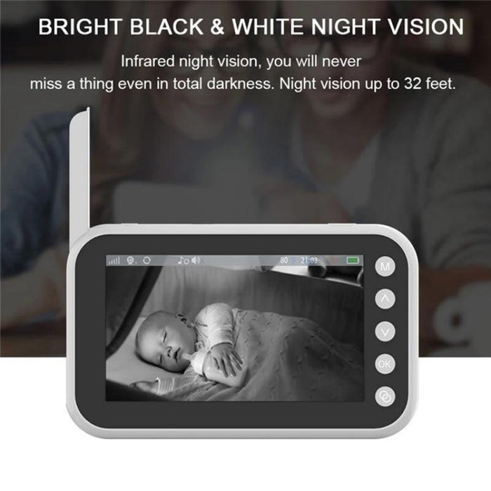 Support Two-Way Voice Temperature Display 4.5-Inch Video Baby Monitor Music Player