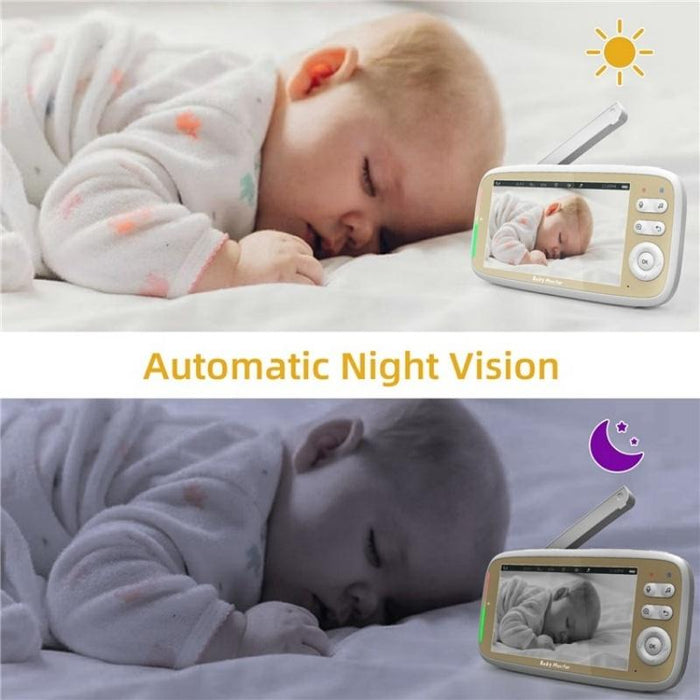 Built-In Ptz Rotation Hd Baby Security Camera 5-Inch Baby Monitor