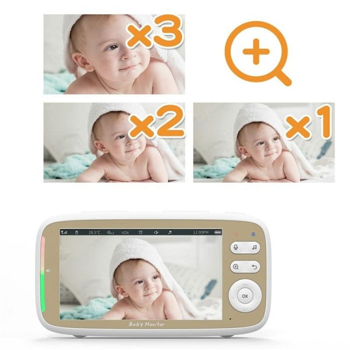 Built-In Ptz Rotation Hd Baby Security Camera 5-Inch Baby Monitor