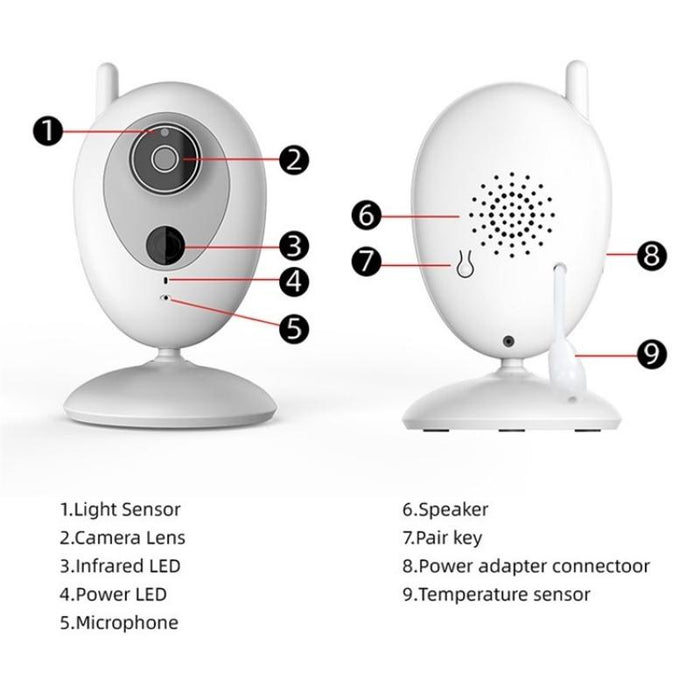 Room Temperature Monitor Intercom Camera 2.0-Inch Night Vision Wireless Baby Monitor