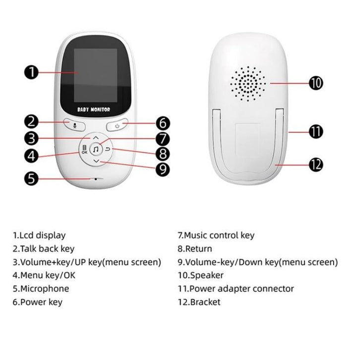 Room Temperature Monitor Intercom Camera 2.0-Inch Night Vision Wireless Baby Monitor