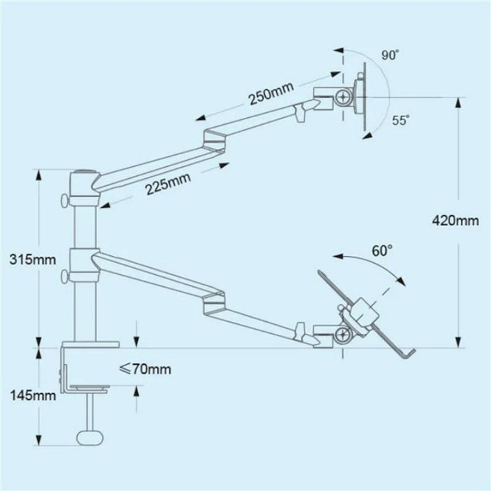 Clip-on Desktop Stand Dual Computer Monitor Riser Bracket