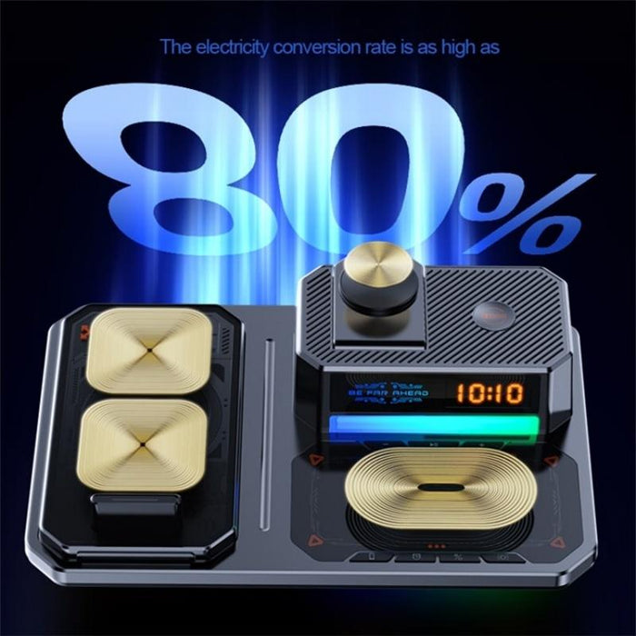 5 In 1 Magnetic Wireless Charger Stand With Clock & Speaker