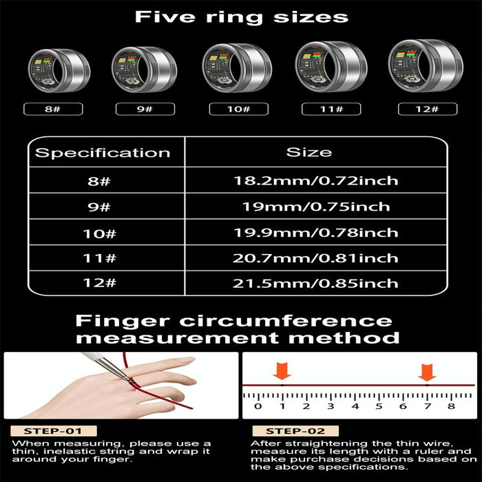 R18 Size 9 Smart Ring Supports Heart Rate / Blood Oxygen / Sleep/ Multiple Sports Modes