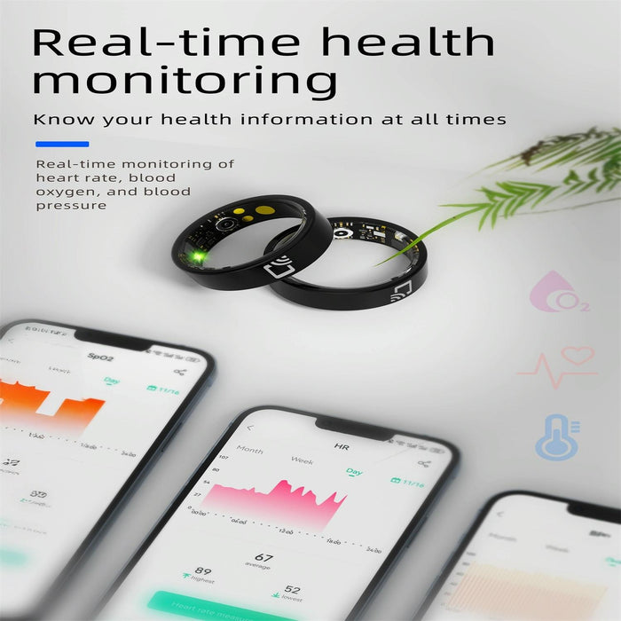 R20 Size 7 Smart Ring Supports Heart Rate / Blood Oxygen / Sleep Monitoring / Multiple Sports Modes Black