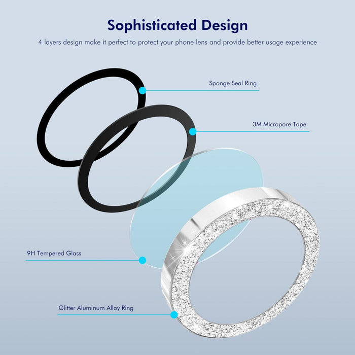 For Samsung Galaxy Z Fold7 5G 9H Rear Camera Lens Glitter Aluminium Alloy Tempered Glass Film