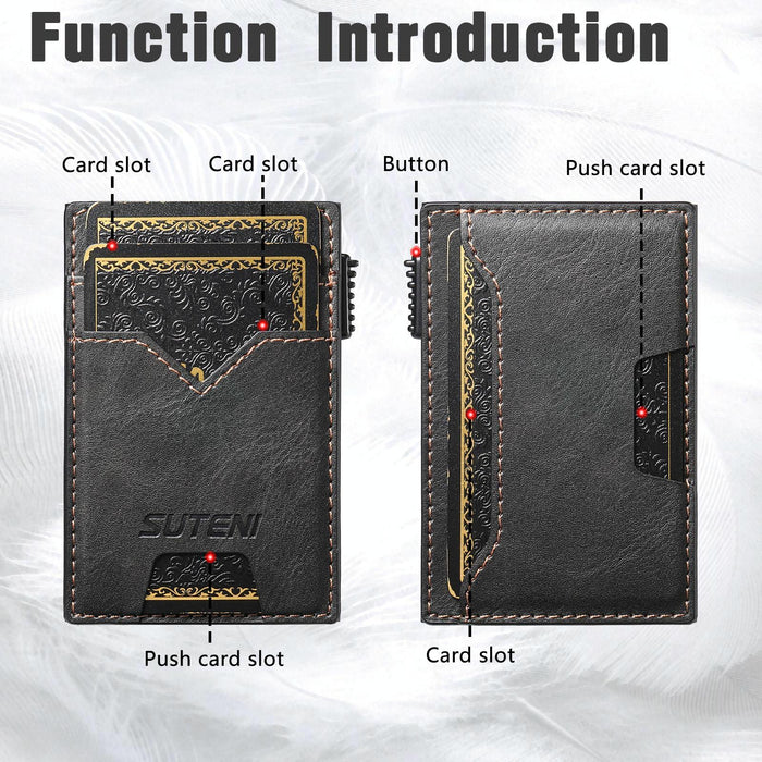 The Suteni Denim Double-Sided Card Slot Button Automatically Ejects The Card Box