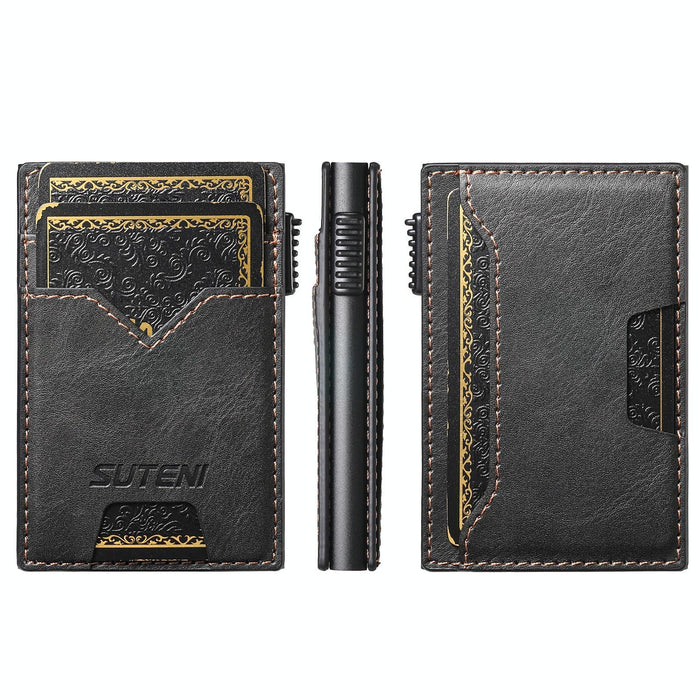 The Suteni Denim Double-Sided Card Slot Button Automatically Ejects The Card Box
