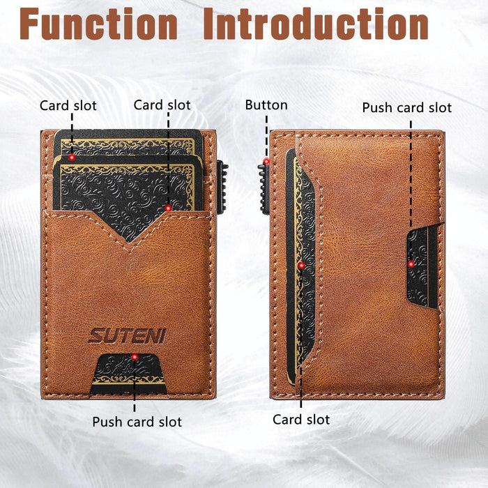 The Suteni Denim Double-Sided Card Slot Button Automatically Ejects The Card Box