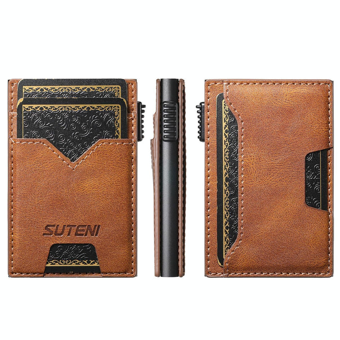 The Suteni Denim Double-Sided Card Slot Button Automatically Ejects The Card Box