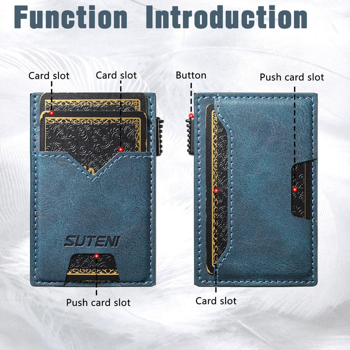 The Suteni Denim Double-Sided Card Slot Button Automatically Ejects The Card Box