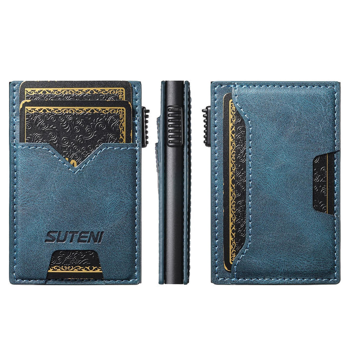 The Suteni Denim Double-Sided Card Slot Button Automatically Ejects The Card Box