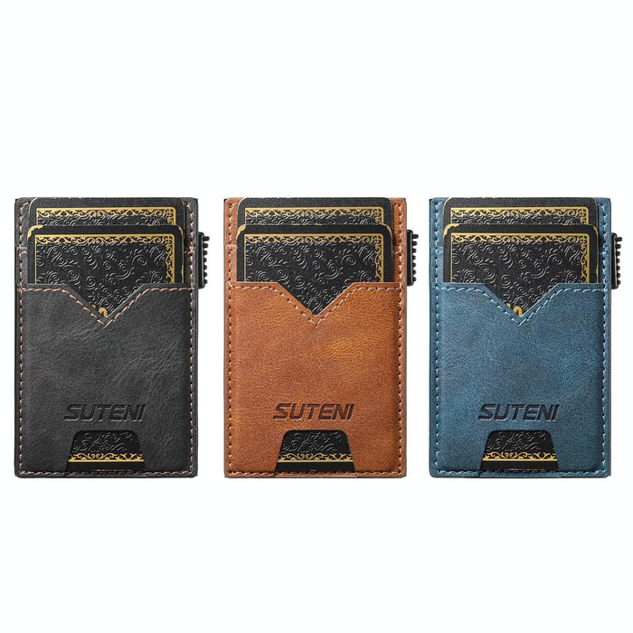 The Suteni Denim Double-Sided Card Slot Button Automatically Ejects The Card Box
