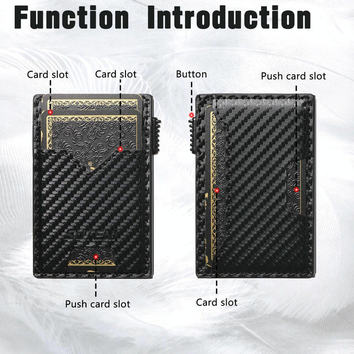 The Suteni Carbon Fiber Pattern Double-Sided Card Insertion Button Automatically Ejects The Card Box Black