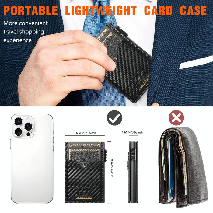The Suteni Carbon Fiber Pattern Double-Sided Card Insertion Button Automatically Ejects The Card Box Black