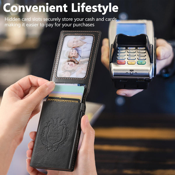 The Suteni Oil Wax Pattern Button Automatically Pops Out The Veneered Printed Card Box