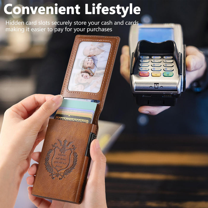 The Suteni Oil Wax Pattern Button Automatically Pops Out The Veneered Printed Card Box