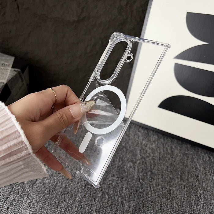 For Samsung Galaxy Z Fold7 5G Clear Magsafe Four-Corner Anti-Fall Phone Case Transparent