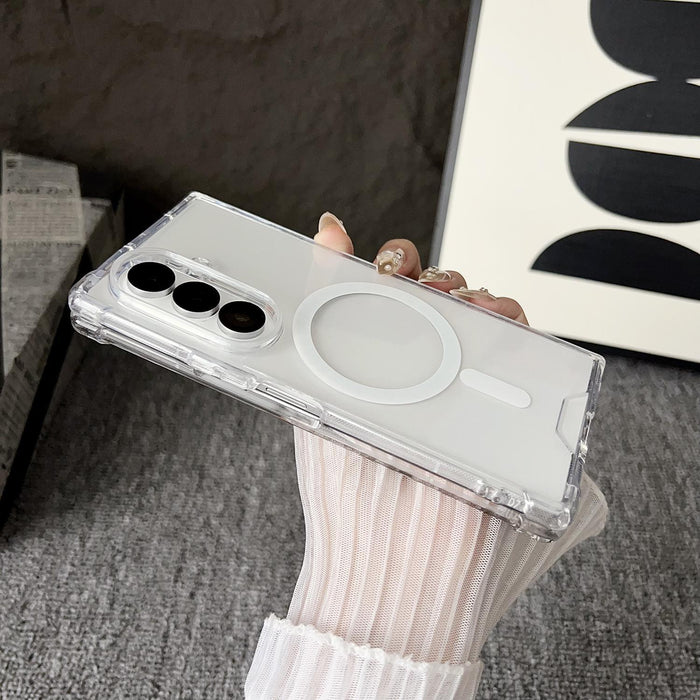 For Samsung Galaxy Z Fold7 5G Clear Magsafe Four-Corner Anti-Fall Phone Case Transparent