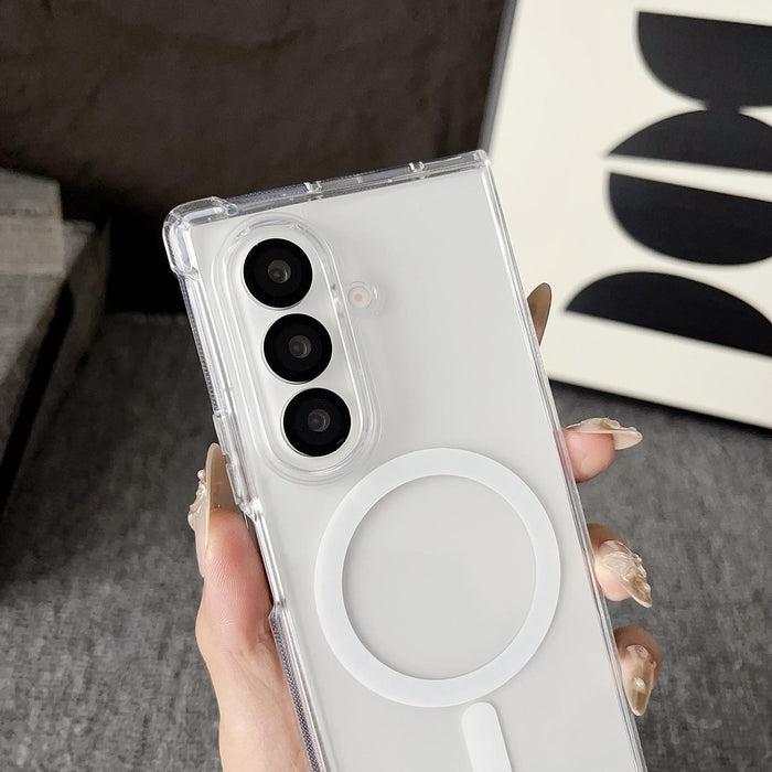 For Samsung Galaxy Z Fold7 5G Clear Magsafe Four-Corner Anti-Fall Phone Case Transparent