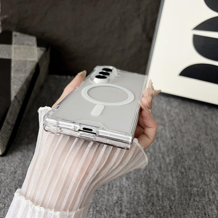 For Samsung Galaxy Z Fold7 5G Clear Magsafe Four-Corner Anti-Fall Phone Case Transparent