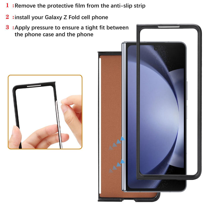For Samsung Galaxy Z Fold7 5G Kalebol Strong Magnetic Magsafe 2-Fold Ring Magnetic Card Case Leather Side Sticker Phone Case