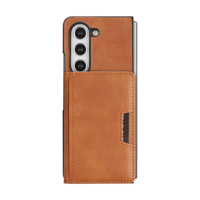 For Samsung Galaxy Z Fold7 5G Kalebol Strong Magnetic Magsafe 2-Fold Ring Magnetic Card Case Leather Side Sticker Phone Case