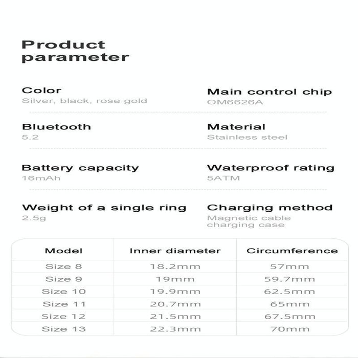 Smart Ring With Heart Rate Oxygen & Sleep Monitoring Size 11