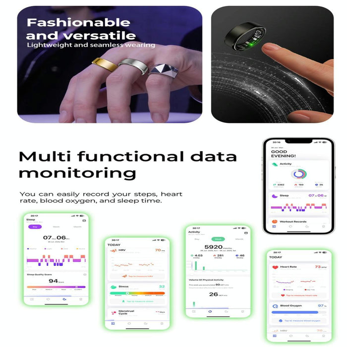 Smart Ring With Heart Rate & Sleep Monitoring Size 12