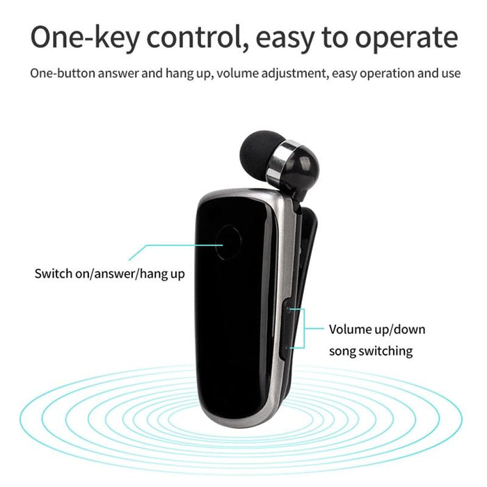 K39 Wireless Bluetooth Csr Dsp Chip In-Ear Vibrating Alert Wear Clip Hands Free Earphone Black