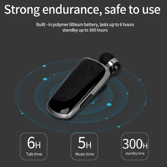 K39 Wireless Bluetooth Csr Dsp Chip In-Ear Vibrating Alert Wear Clip Hands Free Earphone Rose Red